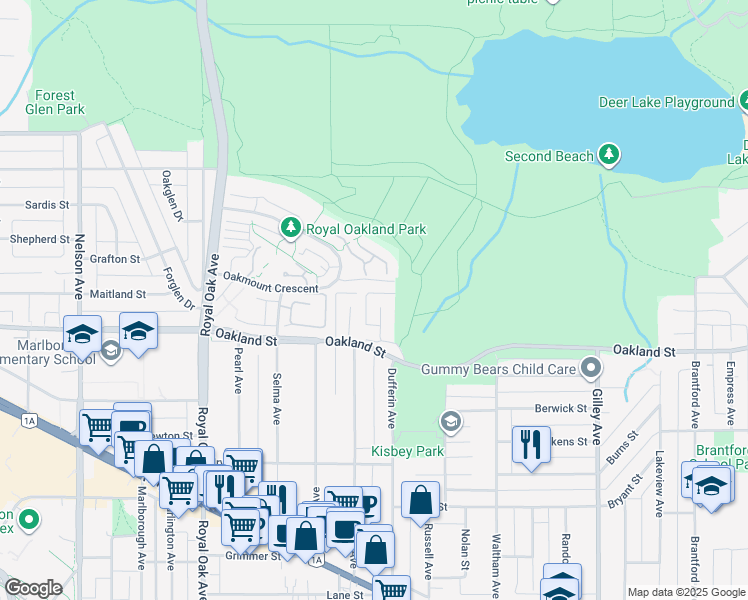 map of restaurants, bars, coffee shops, grocery stores, and more near 5843 Baffin Place in Burnaby