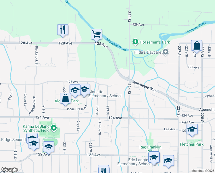 map of restaurants, bars, coffee shops, grocery stores, and more near in Maple Ridge
