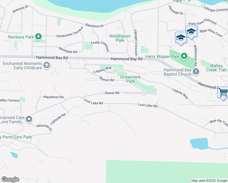map of restaurants, bars, coffee shops, grocery stores, and more near 5326 Dewar Road in Nanaimo