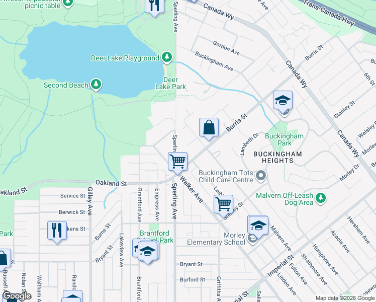 map of restaurants, bars, coffee shops, grocery stores, and more near 7356 Punnett Close in Burnaby