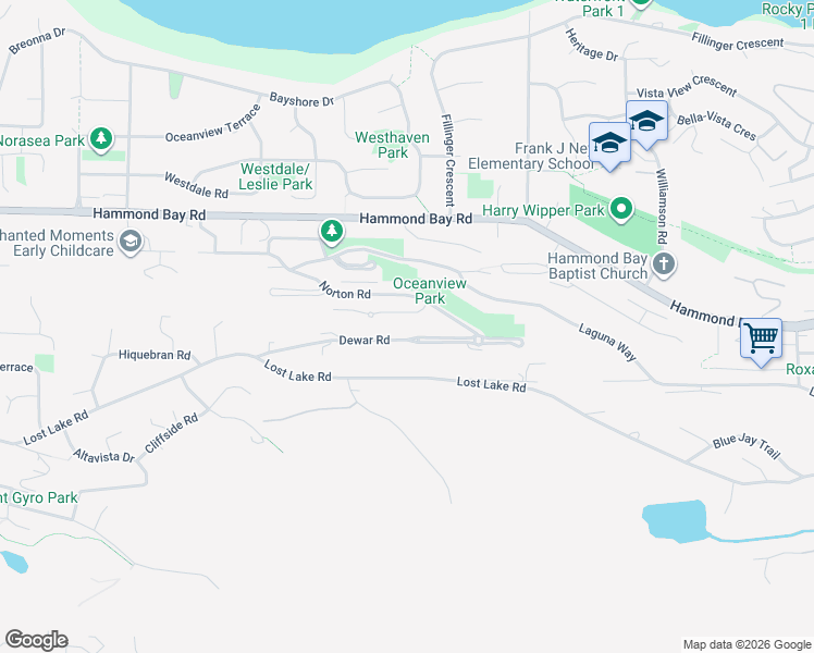 map of restaurants, bars, coffee shops, grocery stores, and more near 5302 Dewar Road in Nanaimo