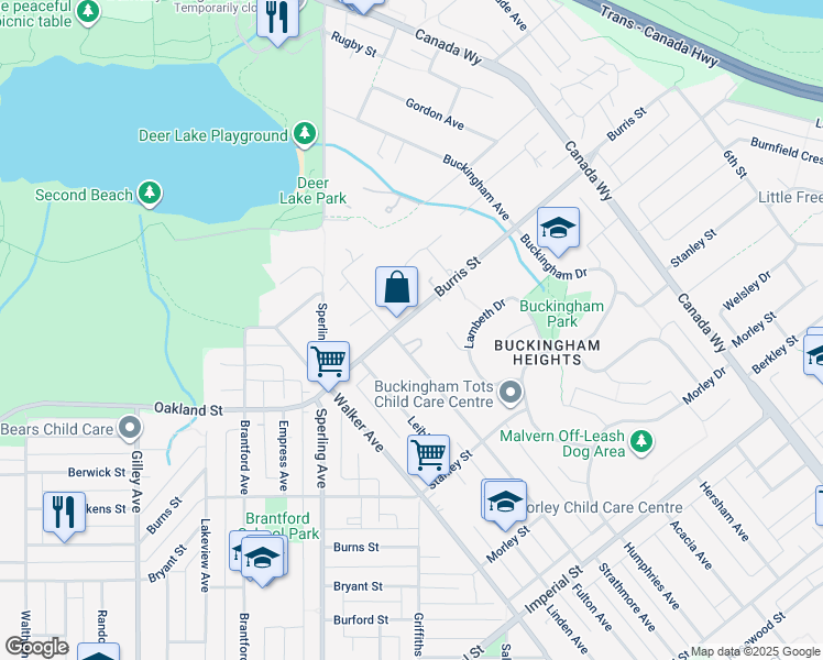 map of restaurants, bars, coffee shops, grocery stores, and more near 7426 Burris Street in Burnaby