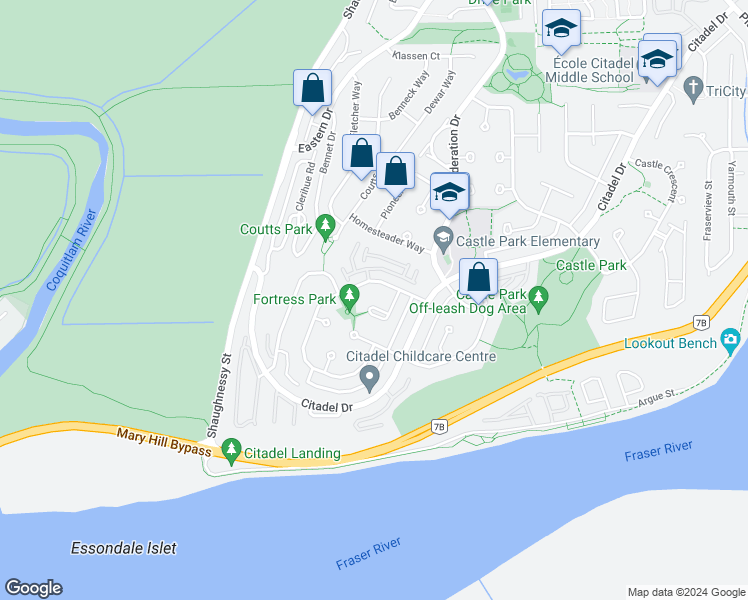 map of restaurants, bars, coffee shops, grocery stores, and more near 835 Musket Terrace in Port Coquitlam