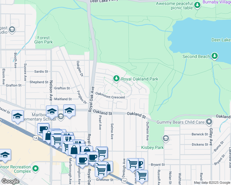 map of restaurants, bars, coffee shops, grocery stores, and more near in Burnaby