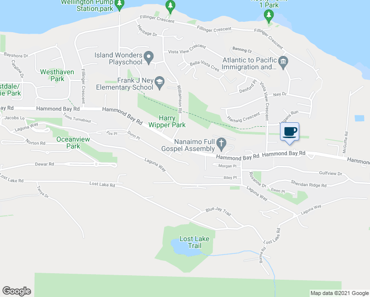 map of restaurants, bars, coffee shops, grocery stores, and more near Hammond Bay Road in Nanaimo