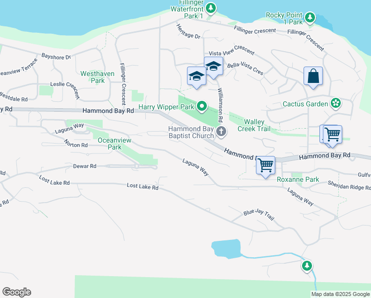 map of restaurants, bars, coffee shops, grocery stores, and more near 5170 Dunn Place in Nanaimo