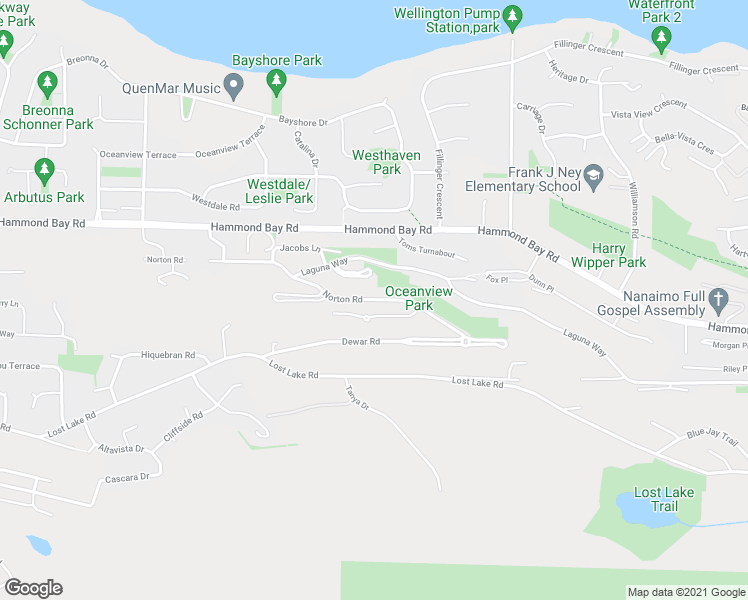 map of restaurants, bars, coffee shops, grocery stores, and more near 5217 Norton Road in Nanaimo