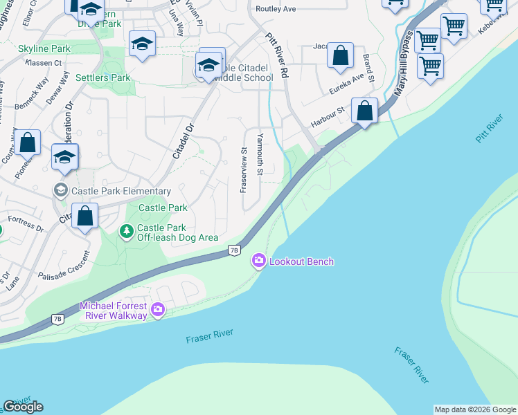 map of restaurants, bars, coffee shops, grocery stores, and more near 1030 Yarmouth Street in Port Coquitlam