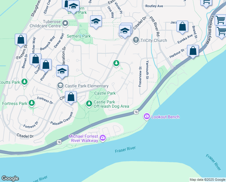 map of restaurants, bars, coffee shops, grocery stores, and more near 2242 Rampart Place in Port Coquitlam