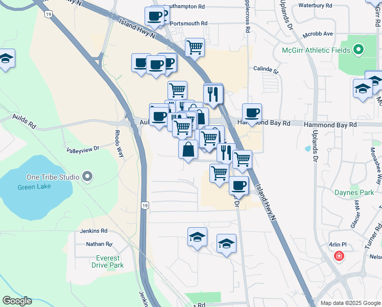 map of restaurants, bars, coffee shops, grocery stores, and more near 6540 Metral Drive in Nanaimo