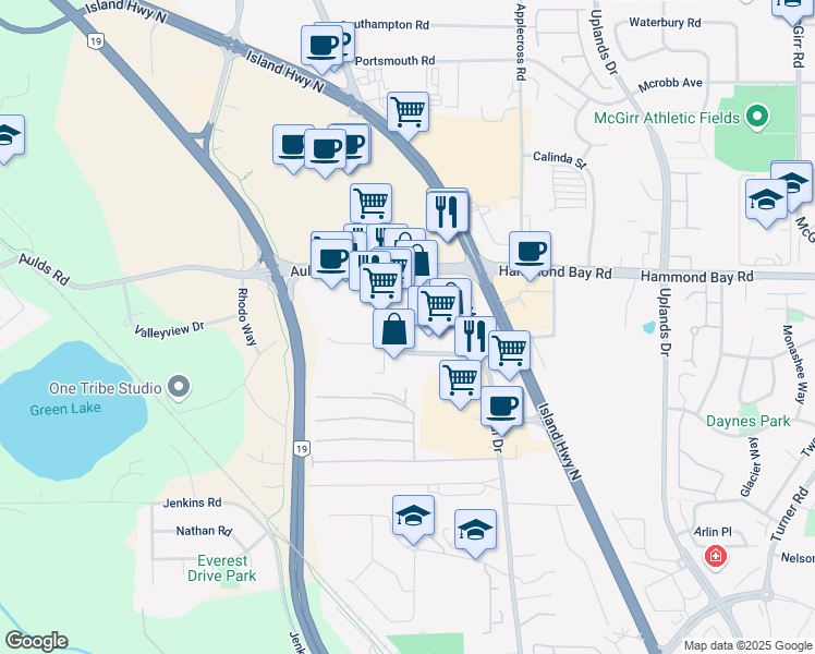map of restaurants, bars, coffee shops, grocery stores, and more near 6540 Metral Drive in Nanaimo