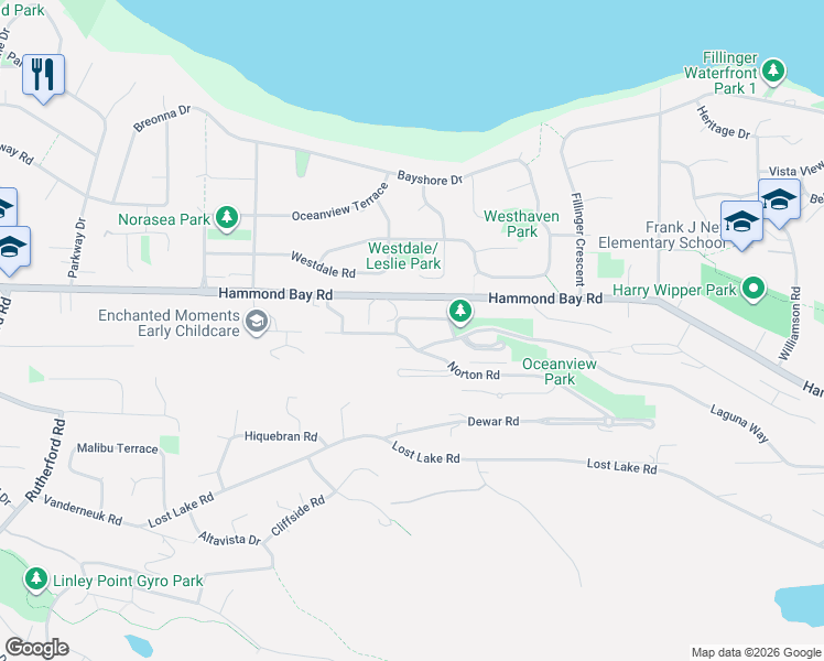map of restaurants, bars, coffee shops, grocery stores, and more near 5418 Jacobs Lane in Nanaimo