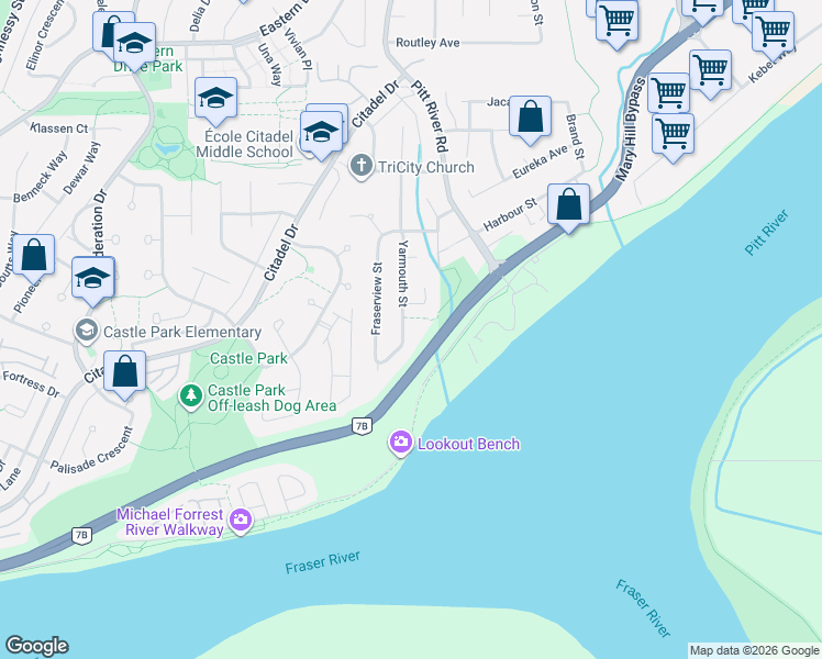 map of restaurants, bars, coffee shops, grocery stores, and more near 1066 Yarmouth Street in Port Coquitlam