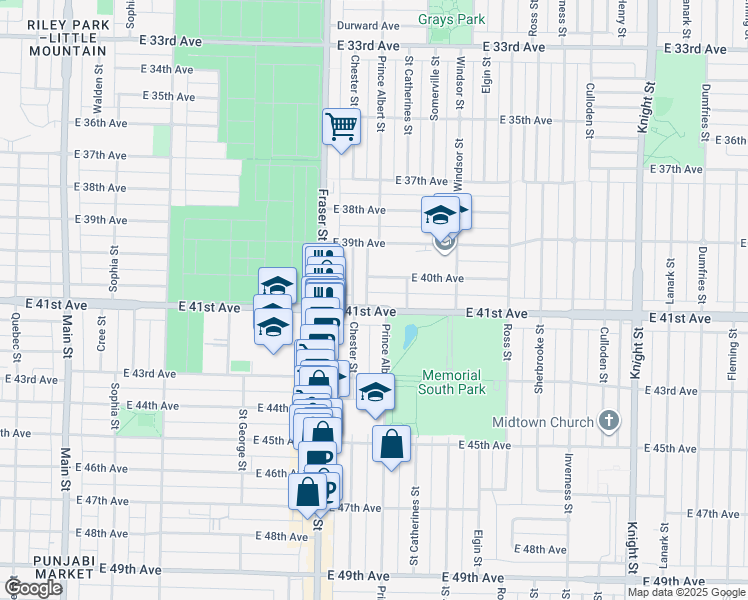 map of restaurants, bars, coffee shops, grocery stores, and more near 779 East 41st Avenue in Vancouver