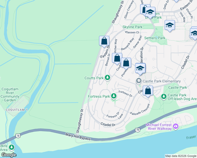 map of restaurants, bars, coffee shops, grocery stores, and more near 1116 Orr Drive in Port Coquitlam