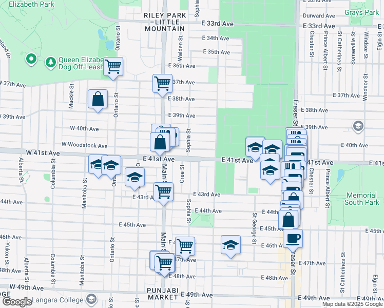 map of restaurants, bars, coffee shops, grocery stores, and more near 305 East 41st Avenue in Vancouver