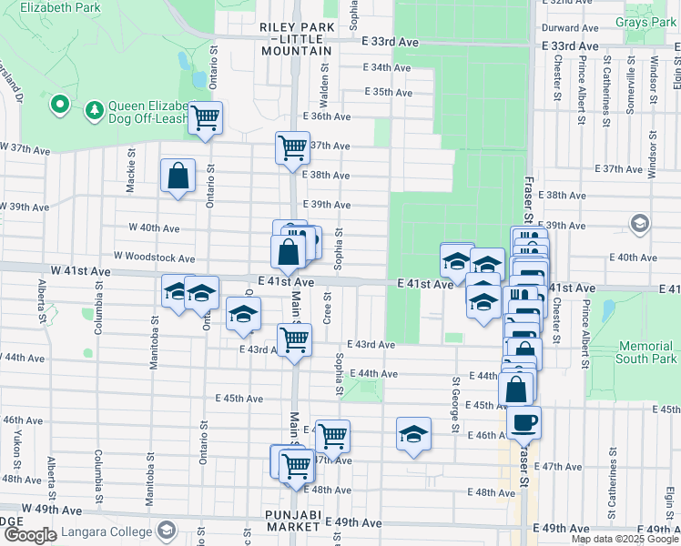 map of restaurants, bars, coffee shops, grocery stores, and more near 301 East 41st Avenue in Vancouver