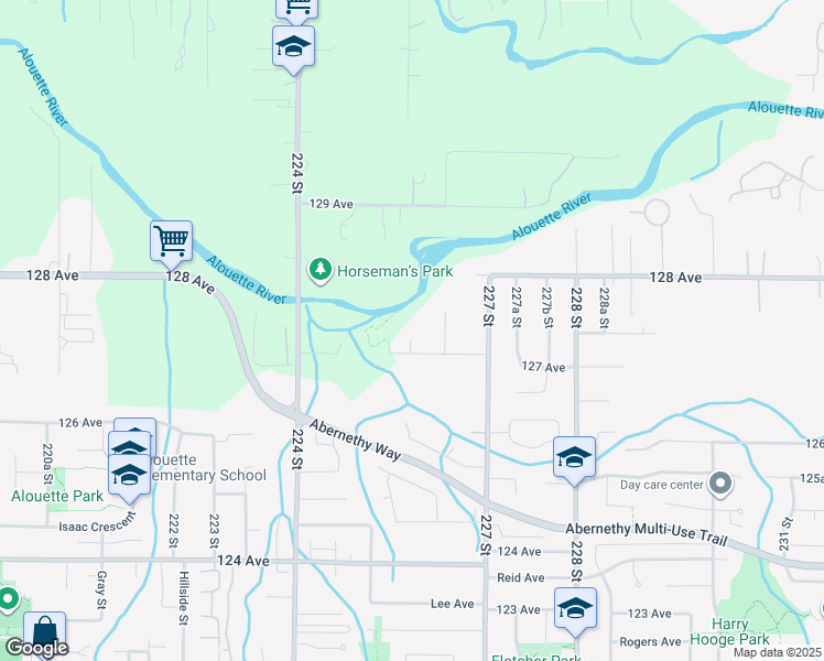 map of restaurants, bars, coffee shops, grocery stores, and more near 22567 127 Avenue in Maple Ridge