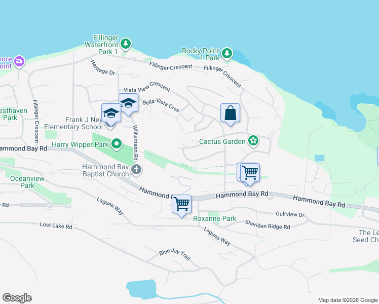 map of restaurants, bars, coffee shops, grocery stores, and more near 4969 Ney Drive in Nanaimo