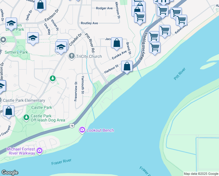 map of restaurants, bars, coffee shops, grocery stores, and more near 1900 Argue Street in Port Coquitlam
