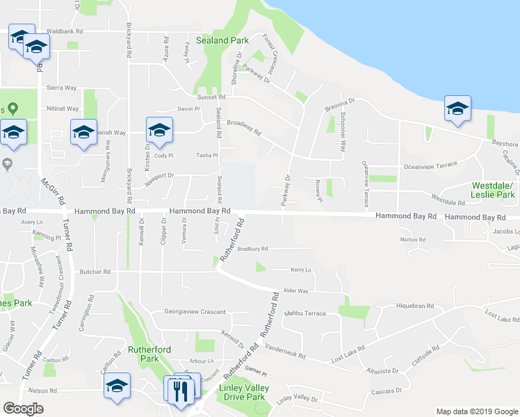 map of restaurants, bars, coffee shops, grocery stores, and more near 5830 Hammond Bay Road in Nanaimo