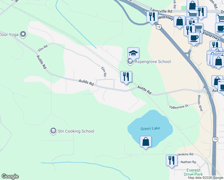 map of restaurants, bars, coffee shops, grocery stores, and more near 7025 Aulds Road in Lantzville