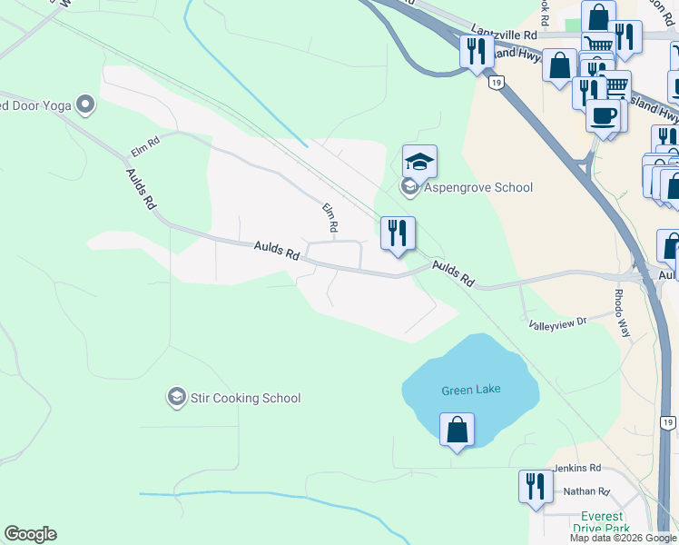 map of restaurants, bars, coffee shops, grocery stores, and more near 7025 Aulds Road in Lantzville