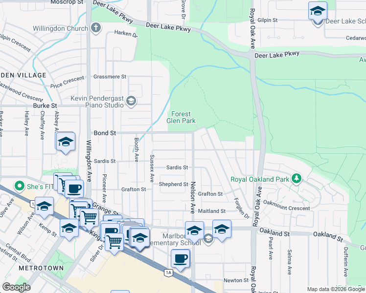 map of restaurants, bars, coffee shops, grocery stores, and more near 4857 Buxton Street in Burnaby