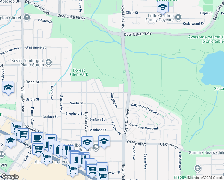 map of restaurants, bars, coffee shops, grocery stores, and more near 5091 Buxton Street in Burnaby