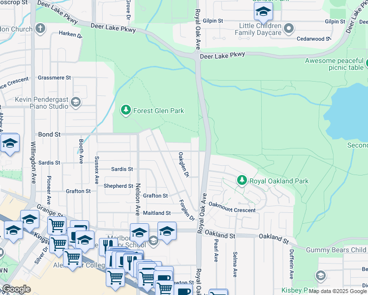 map of restaurants, bars, coffee shops, grocery stores, and more near 5115 Buxton Street in Burnaby