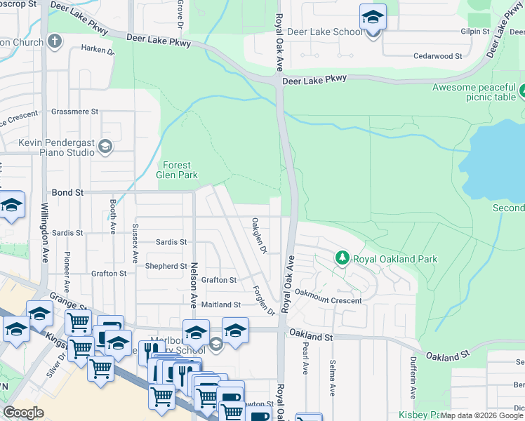map of restaurants, bars, coffee shops, grocery stores, and more near 5115 Buxton Street in Burnaby