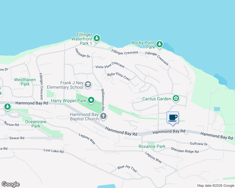 map of restaurants, bars, coffee shops, grocery stores, and more near 5300 Williamson Road in Nanaimo