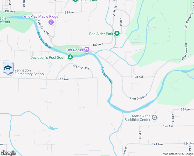 map of restaurants, bars, coffee shops, grocery stores, and more near 128 Avenue in Maple Ridge