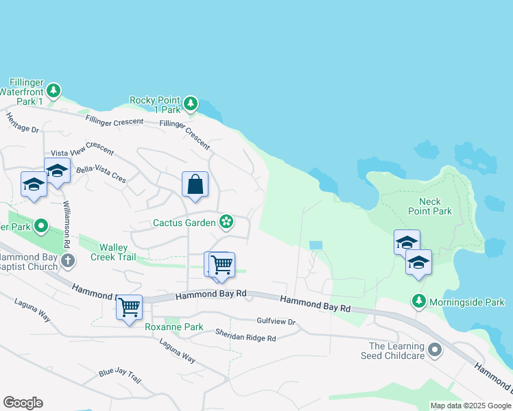 map of restaurants, bars, coffee shops, grocery stores, and more near 4819 Whalley Way in Nanaimo