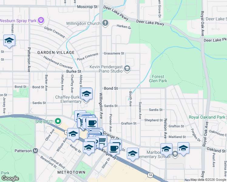 map of restaurants, bars, coffee shops, grocery stores, and more near 5433 Elsom Avenue in Burnaby