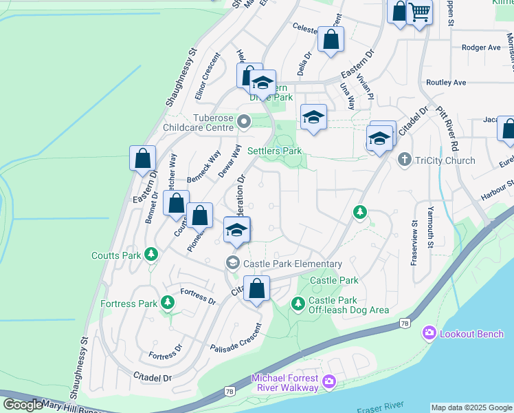 map of restaurants, bars, coffee shops, grocery stores, and more near 815 McLennan Court in Port Coquitlam