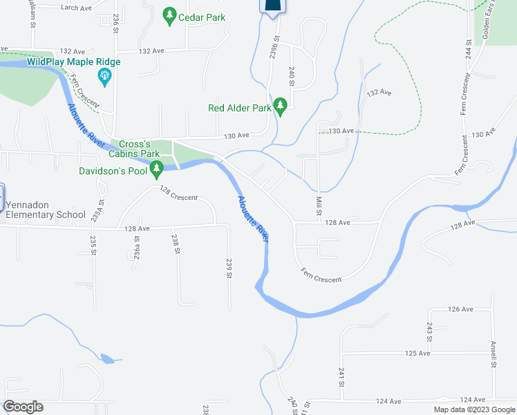 map of restaurants, bars, coffee shops, grocery stores, and more near 23950 Fern Crescent in Maple Ridge