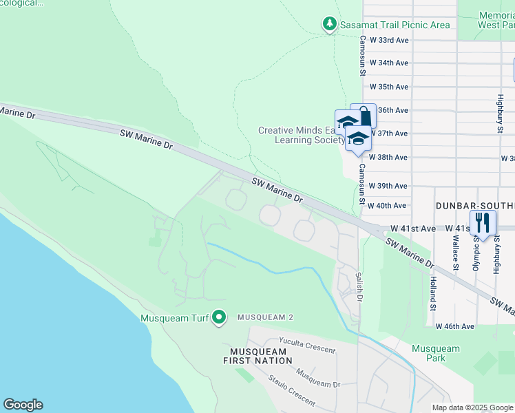 map of restaurants, bars, coffee shops, grocery stores, and more near 5 Semana Crescent in Vancouver