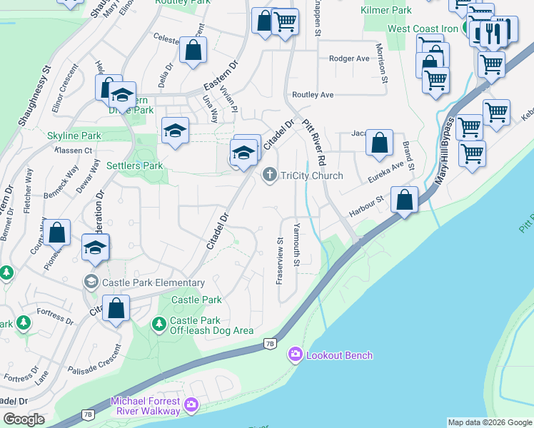 map of restaurants, bars, coffee shops, grocery stores, and more near 1279 Ricard Place in Port Coquitlam