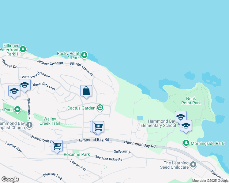map of restaurants, bars, coffee shops, grocery stores, and more near 4730 Fillinger Crescent in Nanaimo