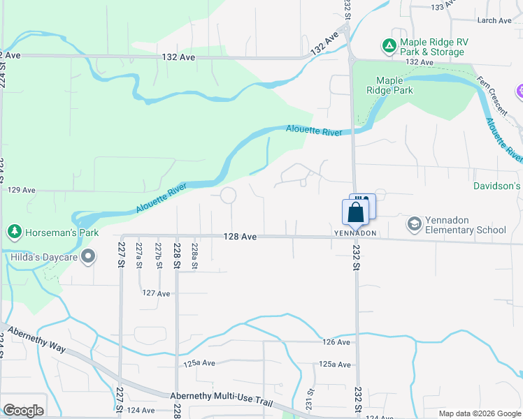 map of restaurants, bars, coffee shops, grocery stores, and more near 12845 230 Street in Maple Ridge