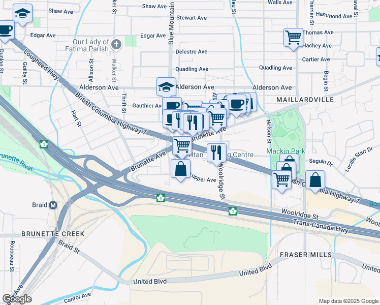 map of restaurants, bars, coffee shops, grocery stores, and more near 925 Sherwood Avenue in Coquitlam