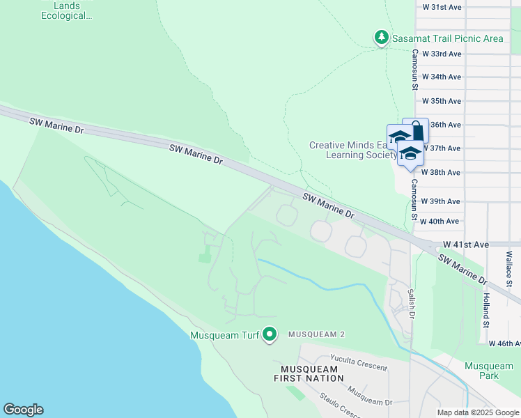 map of restaurants, bars, coffee shops, grocery stores, and more near 5670 Kullahun Drive in Vancouver