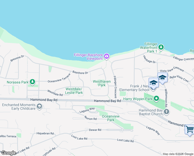 map of restaurants, bars, coffee shops, grocery stores, and more near 5377 Fairhaven Place in Nanaimo