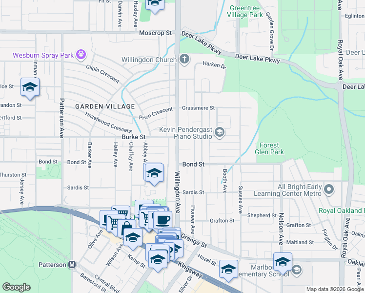 map of restaurants, bars, coffee shops, grocery stores, and more near 4513 Ellerton Court in Burnaby