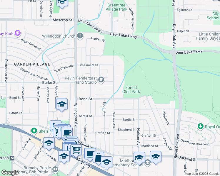map of restaurants, bars, coffee shops, grocery stores, and more near 4685 Northview Court in Burnaby
