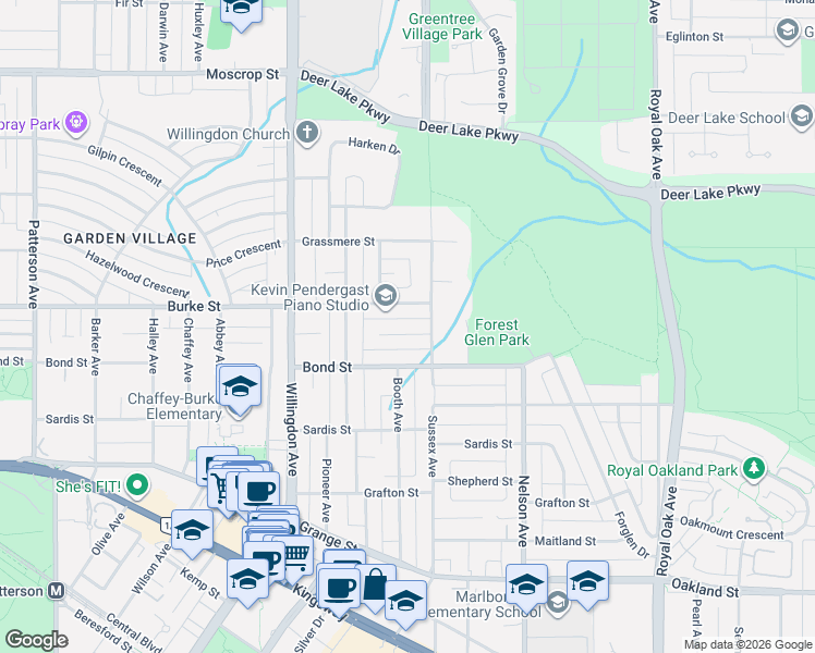 map of restaurants, bars, coffee shops, grocery stores, and more near 4669 Northview Court in Burnaby