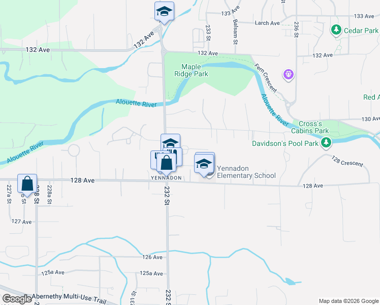 map of restaurants, bars, coffee shops, grocery stores, and more near 23252 Calvin Crescent in Maple Ridge