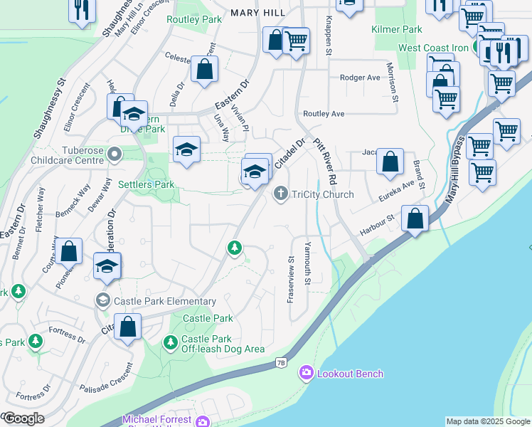 map of restaurants, bars, coffee shops, grocery stores, and more near 1252 Gateway Place in Port Coquitlam