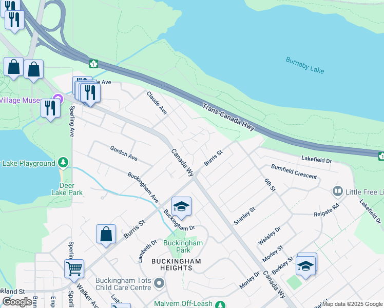 map of restaurants, bars, coffee shops, grocery stores, and more near 5888 Mayview Circle in Burnaby